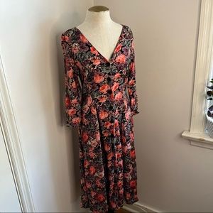 Vintage 90s Dusty Rose Garden Floral Dress